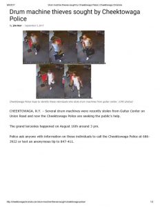 thumbnail of 2017- 09-05 Drum machine thieves sought by Cheektowaga Police _ Cheektowaga Chronicle