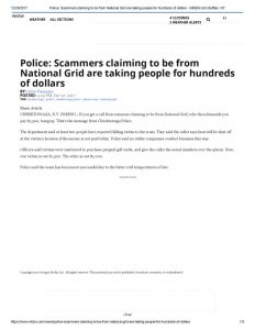thumbnail of 2017- 12-27 Police_ Scammers claiming to be from National Grid are taking people for hundreds of dollars – WKBW