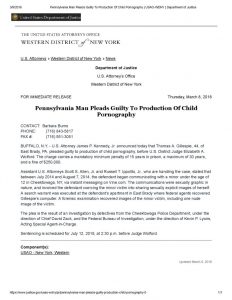 thumbnail of 2018- 03-08 Pennsylvania Man Pleads Guilty To Production Of Child Pornography _ USAO-WDNY _ Department of Justice