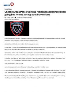 thumbnail of 2018- 04-19 Cheektowaga Police warning residents about individuals going into homes posing as utility workers – WIVB