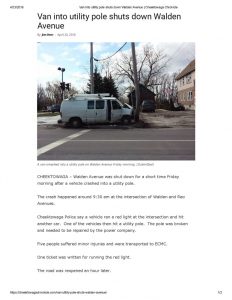 thumbnail of 2018- 04-20 Van into utility pole shuts down Walden Avenue _ Cheektowaga Chronicle