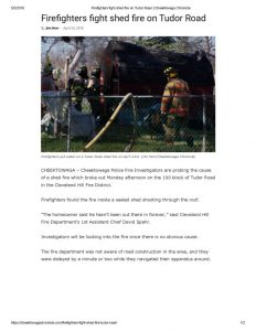 thumbnail of 2018- 04-23 Firefighters fight shed fire on Tudor Road _ Cheektowaga Chronicle