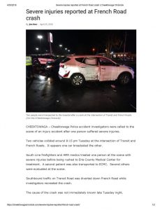 thumbnail of 2018- 04-25 Severe injuries reported at French Road crash _ Cheektowaga Chronicle