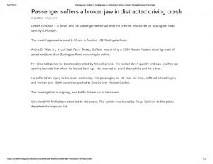 thumbnail of 2018- 05-09 Passenger suffers a broken jaw in distracted driving crash _ Cheektowaga Chronicle