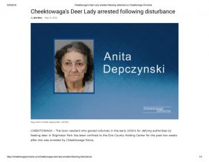 thumbnail of 2018- 05-15 Cheektowaga’s Deer Lady arrested following disturbance _ Cheektowaga Chronicle