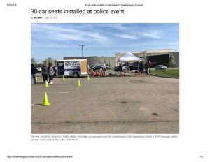 thumbnail of 2018- 05-19 30 car seats installed at police event _ Cheektowaga Chronicle