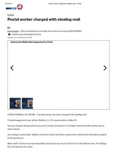 thumbnail of 2018- 06-05 Postal worker charged with stealing mail – WIVB