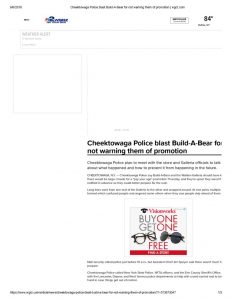 thumbnail of 2018- 07-13 Cheektowaga Police blast Build-A-Bear for not warning them of promotion _ wgrz.com