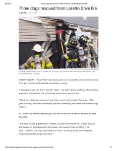 thumbnail of 2018- 07-23 Three dogs rescued from Loretto Drive fire _ Cheektowaga Chronicle