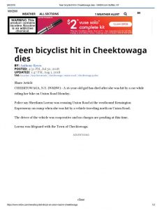 thumbnail of 2018- 07-30 Teen bicyclist hit in Cheektowaga dies – WKBW.com Buffalo, NY