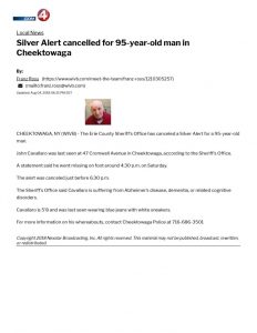 thumbnail of 2018- 08-04 Silver Alert cancelled for 95-year-old man in Cheektowaga