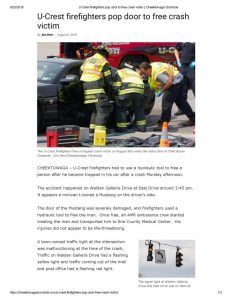 thumbnail of 2018- 08-06 U-Crest firefighters pop door to free crash victim _ Cheektowaga Chronicle
