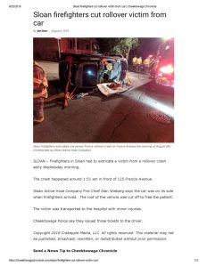 thumbnail of 2018- 08-08 Sloan firefighters cut rollover victim from car _ Cheektowaga Chronicle