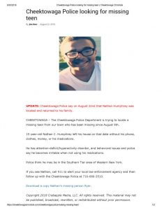 thumbnail of 2018- 08-22 Cheektowaga Police looking for missing teen _ Cheektowaga Chronicle