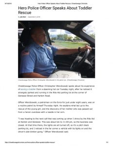 thumbnail of 2018- 09-06 Hero Police Officer Speaks About Toddler Rescue _ Cheektowaga Chronicle