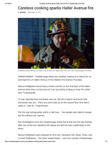 thumbnail of 2018- 09-27 Careless cooking sparks Haller Avenue fire _ Cheektowaga Chronicle