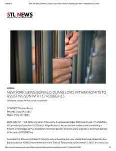 thumbnail of 2018- 10-04 New York News_ BUFFALO, Duane Loyd, Fat…sting Son With 17 Robberies _ STL