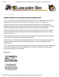 thumbnail of 2018- 10-25 Walden Galleria to host final security lockdown drill _ www.lancasterbee.com _ Lancaster _ Depew Bee