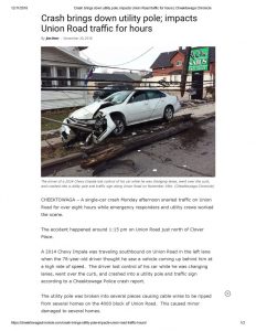 thumbnail of 2018- 11-20 Crash brings down utility pole; impacts Union Road traffic for hours _ Cheektowaga Chronicle
