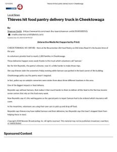 thumbnail of 2018- 12-09 Thieves hit food pantry delivery truck in Cheektowaga
