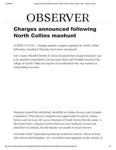 thumbnail of 2018 12-21 Charges announced following North Collins manhunt _ News, Sports, Jobs – Observer Today
