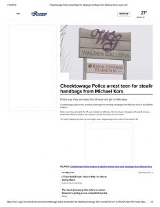 thumbnail of 2019- 01-07 Cheektowaga Police arrest teen for stealing handbags from Michael Kors _ wgrz.com