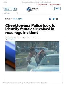 thumbnail of 2019- 01-26 Cheektowaga Police look to identify females involved in road rage incident