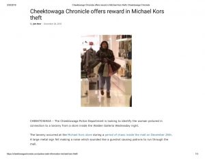 thumbnail of 2018- 12-28 Cheektowaga Chronicle offers reward in Michael Kors theft _ Cheektowaga Chronicle