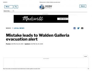 thumbnail of 2019- 02-20 Mistake leads to Walden Galleria evacuation alert