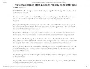 thumbnail of 2019- 03-13 Two teens charged after gunpoint robbery on Olcott Place _ Cheektowaga Chronicle