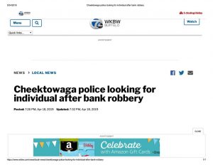 thumbnail of 2019- 04-18 Cheektowaga police looking for individual after bank robbery