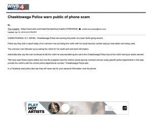 thumbnail of 2019- 04-23 Cheektowaga Police warn public of phone scam