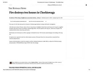 thumbnail of 2019- 04-23 Fire destroys two houses in Cheektowaga – The Buffalo News