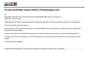 thumbnail of 2019- 04-24 21-year-old Buffalo woman killed in Cheektowaga crash