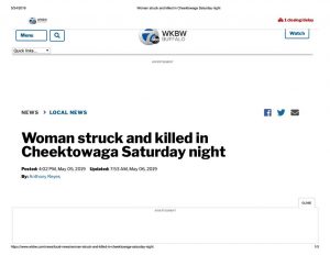 thumbnail of 2019- 05-05 Woman struck and killed in Cheektowaga Saturday night