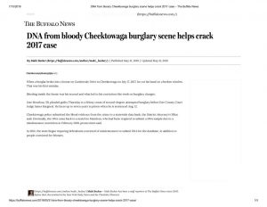 thumbnail of 2019- 05-31 DNA from bloody Cheektowaga burglary scene helps crack 2017 case – The Buffalo News
