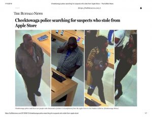 thumbnail of 2019- 06-12 Cheektowaga police searching for suspects who stole from Apple Store – The Buffalo News