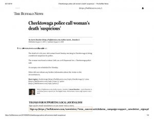 thumbnail of 2019- 08-05 Cheektowaga police call woman’s death ‘suspicious’ – The Buffalo News