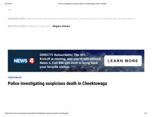 thumbnail of 2019- 08-05 Police investigating suspicious death in Cheektowaga _ News 4 Buffalo