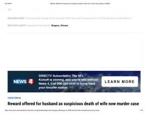 thumbnail of 2019- 08-06 Reward offered for husband as suspicious death of wife now murder case _ News 4 Buffalo
