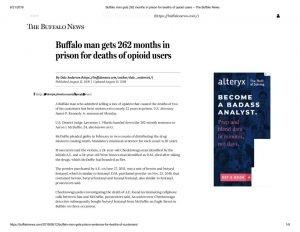 thumbnail of 2019- 08-12 Buffalo man gets 262 months in prison for deaths of opioid users – The Buffalo News