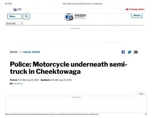 thumbnail of 2019- 08-20 Police_ Motorcycle underneath semi-truck in Cheektowaga