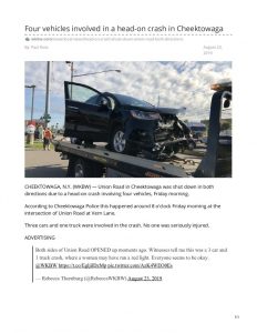 thumbnail of 2019- 08-23 wkbw.com-Four vehicles involved in a head-on crash in Cheektowaga