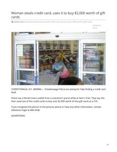 thumbnail of 2019- 10-09 wkbw.com-Woman steals credit card uses it to buy 2000 worth of gift cards