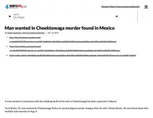 thumbnail of 2019- 10-14 Man wanted in Cheektowaga murder found in Mexico _ WBFO